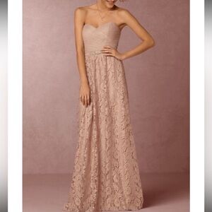 Bhldn Anthropologie Watters & Watters Lace Maxi Skirt in blush, mauve Size 16w.